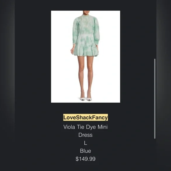 LoveShackFancy Viola Tie Dye Mini Dress Sz L NWT
